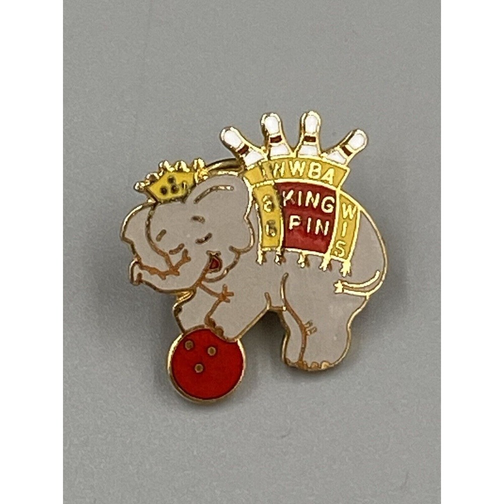 Vintage WWBA Elephant King Bowling Lapel Pin Brooch